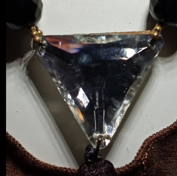 NWT c1960s RARE EARLY DAUPLAISE Vauxhall Glass Triangle Faceted Stone Tassel - Picture 4 of 16